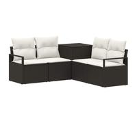 vidaXL Set di divani 5 pz Nero e Bianco Crema