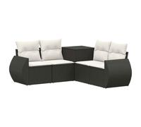 vidaXL Set di divani 5 pz Nero e Bianco Crema
