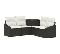 vidaXL Set di divani 5 pz Nero e Bianco Crema