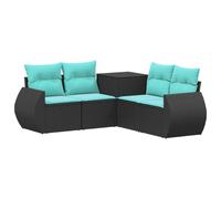 vidaXL Set di divani 5 pz Nero e Blu Rattan sintetico e Acciaio