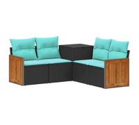 vidaXL Set di divani 5 pz Nero e Blu Rattan sintetico e Acciaio