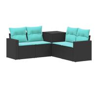 vidaXL Set di divani 5 pz Nero e Blu Rattan sintetico e Acciaio