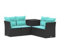 vidaXL Set di divani 5 pz Nero e Blu Rattan sintetico e Acciaio
