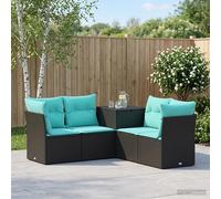 vidaXL Set di divani 5 pz Nero e Blu Rattan sintetico e Acciaio