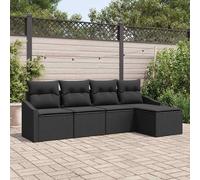 Set di divani con cuscino 5 pcs Nero polyrattan