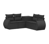 vidaXL Set di divani 5 pz Nero Rattan sintetico e Acciaio