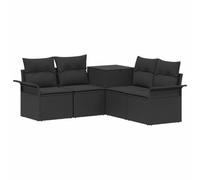 vidaXL Set di divani 5 pz Nero Rattan sintetico e Acciaio