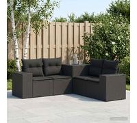 vidaXL Set di divani 5 pz Nero Rattan sintetico e Acciaio