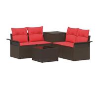 Set di divani 6 pz 4-Numero di posti Marrone e Rosso