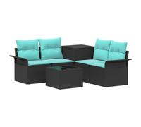 Set di divani 6 pcs 4-Numero di posti Nero e Blu
