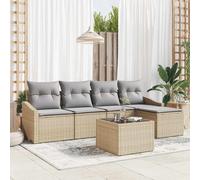 vidaXL Set di divani 6 pcs Beige e Grigio Chiaro polyrattan