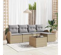 vidaXL Set di divani 6 pcs Beige e Grigio Chiaro polyrattan