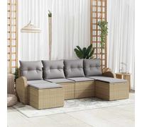 vidaXL Set di divani 6 pcs Beige e grigio chiaro polyrattan