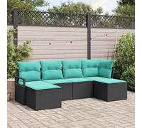 vidaXL Set di divani 6 pcs Nero polyrattan, Set di divani modulari per giardino e terrazzo, mobili resistenti al sole, perfetti per l'estate