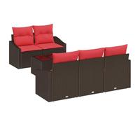 vidaXL Set di divani 6 pz 3-Numero di posti Marrone e Rosso polyrattan | Ha piedi regolabili e puoi cambiarlo a tuo piacimento per il tuo modo di sederti