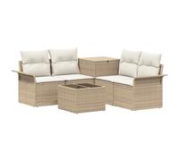 vidaXL Set di divani 6 pz 4-Numero di posti Beige e Bianco Crema