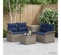 vidaXL Set di divani 6 pz 4-Numero di posti Grigio e Blu Navy