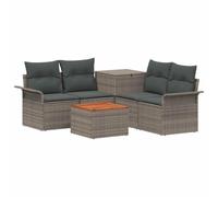 vidaXL Set di divani 6 pcs 4-Numero di posti Grigio e Grigio Scuro, Arredo Giardino, Set Divano Esterno Moderno, Design Rattan Resistente, Box Integrato e Lounge Patio