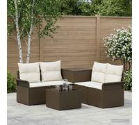 Set di divani 6 pz 4-Numero di posti Marrone e Bianco Crema