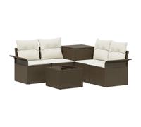 Set di divani 6 pz 4-Numero di posti Marrone e Bianco Crema