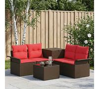 Set di divani 6 pz 4-Numero di posti Marrone e Rosso