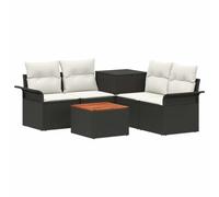 Set di divani 6 pcs 4-Numero di posti Nero e Bianco Crema