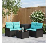 vidaXL Set di divani 6 pz 4-Numero di posti Nero e Blu