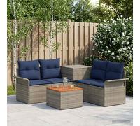 vidaXL Set di divani 6 pz 4 posto Grigio e Blu Navy