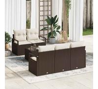 vidaXL Set di divani 6 pz 5 posto Marrone e Crema polyrattan