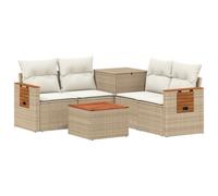 vidaXL Set di divani 6 pz Beige e Bianco Crema