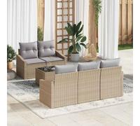 vidaXL Set di divani 6 pz Beige e grigio polyrattan