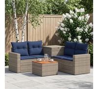 vidaXL Set di divani 6 pz Grigio e Blu Navy Rattan sintetico e Acciaio