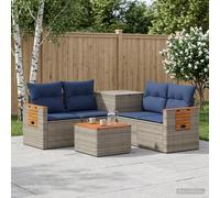 vidaXL Set di divani 6 pz Grigio e Blu Navy Rattan sintetico e Acciaio