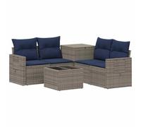 vidaXL Set di divani 6 pz Grigio e Blu Navy Rattan sintetico e Acciaio