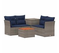 vidaXL Set di divani 6 pz Grigio e Blu Navy Rattan sintetico e Acciaio