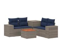 vidaXL Set di divani 6 pz Grigio e Blu Navy Rattan sintetico e Acciaio