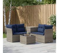 vidaXL Set di divani 6 pz Grigio e Blu Navy Rattan sintetico e Acciaio