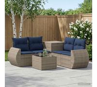 vidaXL Set di divani 6 pz Grigio e Blu Navy Rattan sintetico e Acciaio