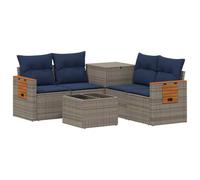 vidaXL Set di divani 6 pz Grigio e Blu Navy Rattan sintetico e Acciaio