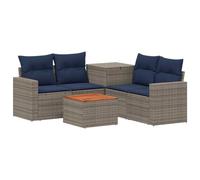 vidaXL Set di divani 6 pz Grigio e Blu Navy Rattan sintetico e Acciaio