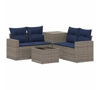 vidaXL Set di divani 6 pz Grigio e Blu Navy Rattan sintetico e Acciaio