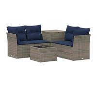 vidaXL Set di divani 6 pz Grigio e Blu Navy Rattan sintetico e Acciaio