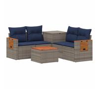 vidaXL Set di divani 6 pz Grigio e Blu Navy Rattan sintetico e Acciaio