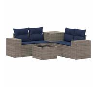 vidaXL Set di divani 6 pz Grigio e Blu Navy Rattan sintetico e Acciaio