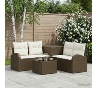 vidaXL Set di divani 6 pz Marrone e Bianco Crema