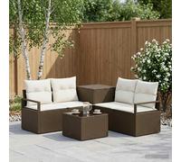 vidaXL Set di divani 6 pz Marrone e Bianco Crema