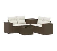 vidaXL Set di divani 6 pz Marrone e Bianco Crema