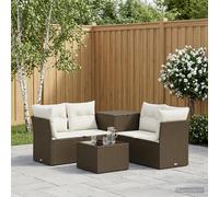 vidaXL Set di divani 6 pz Marrone e Bianco Crema