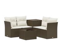 vidaXL Set di divani 6 pz Marrone e Bianco Crema