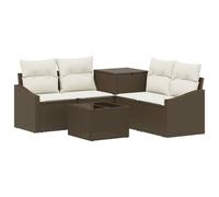 vidaXL Set di divani 6 pz Marrone e Bianco Crema